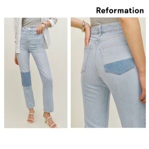 Reformation Cynthia Straight Leg Patch Jeans Size 23